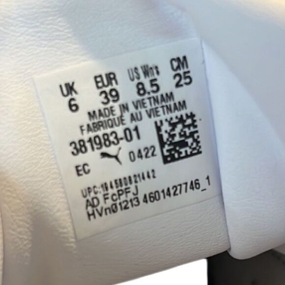 Puma Mayze White and Black Leather and Suede Lace Up Sneaker Women's Size 8.5 - Picture 8 of 10